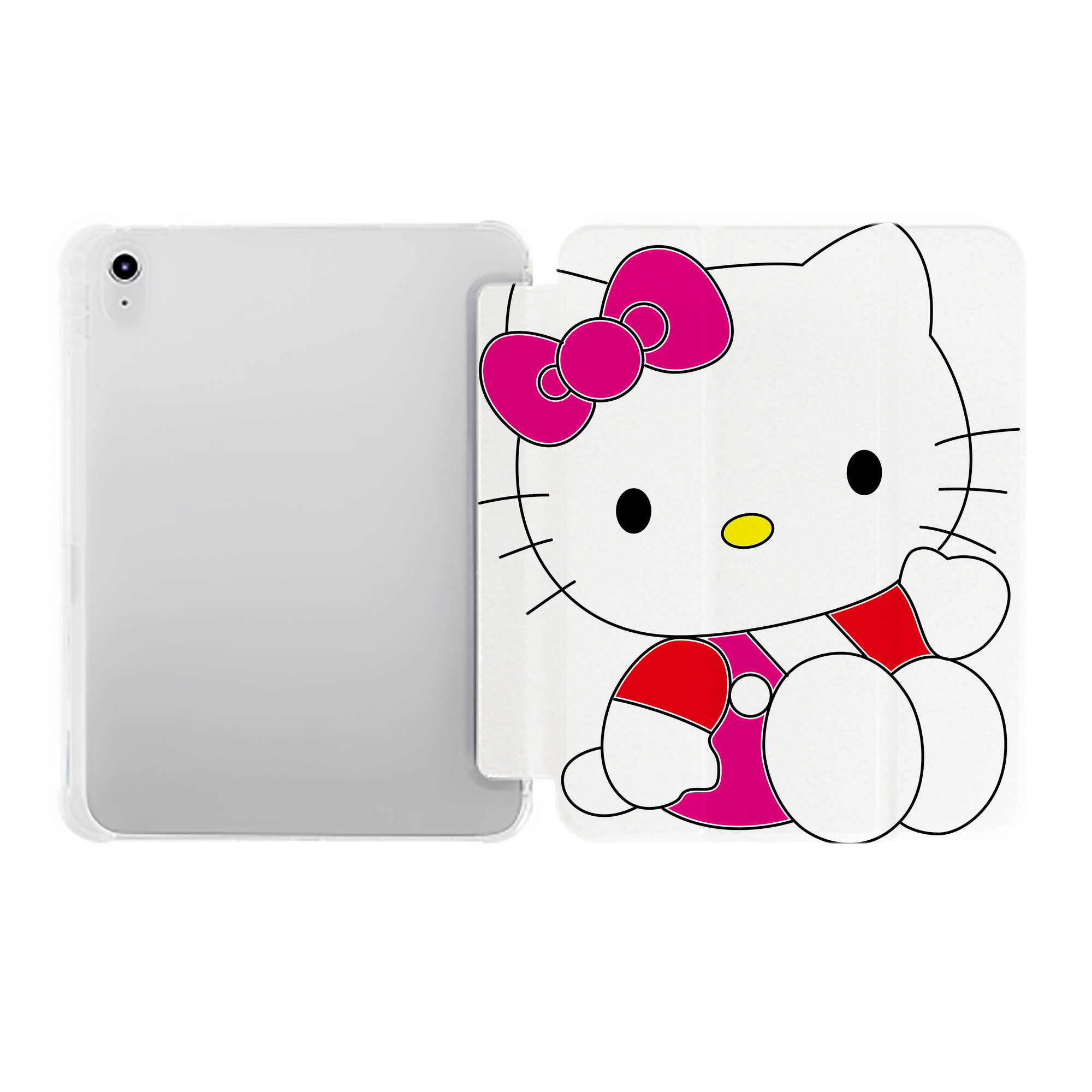 （画像用） Hello Kitty ハローキティ IPad ケース ペン収納付き 三つ折りスタンド PUレザー×シリコン 対応機種9.5/10.5/10.9インチ